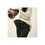 マタニティ パンツ 暖パン レギンス スパッツ 裏起毛 寒さ対策 冷え対策 (XL, ダークグレー)