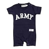 (キャンプフリー) CAMPFREE ARMY プリント ロンパース 半袖 ベビー M.H.A.style 10192 B.ネイビー