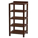 スリッパ シェルフ スリッパラック スリッパ収納 木製 スリム 5段 4足 ブラウン