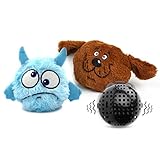 PETLESO 犬電動おもちゃ 動く 犬噛む ボール ぬいぐるみ 音の出る玩具 小中型犬 カバー 2枚