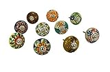 10 Pieces Dotted Multi Color Flower & Different Designed Ceramic Cupboard Cabinet Door Knobs Drawer 