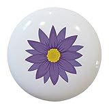 Carolina Hardware and Decor 1963 Purple Flower Ceramic Cabinet Drawer Knob by Carolina Hardware and 