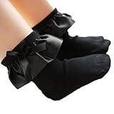 【 キッズ サテン風フリル ソックス 】 子供 キッズ 女の子 靴下 お祝い プレゼント BABY KIDS お姫様 リボン 蝶結び 発表会 入園 卒園 入学式 (Mサイズ 4歳~6歳向け 平置15c