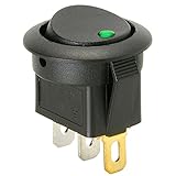 SPST自動車ラウンドロッカースイッチwithグリーンLED 12ボルト