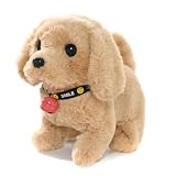 Apaeofl 犬の動くぬいぐるみ犬電動サウンド付きペットシミュレーション電子ペット子供ロボット犬ペット給餌知育玩具想像力トレーニングキャラクター遊び、女の子、男の子、ギフト (カーキ)