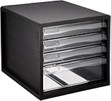 ナカバヤシ A4レターケース4段（浅3+深１） ブラック A4E-04B