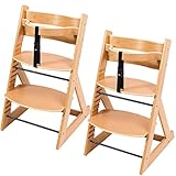 子育て応援家具 笑顔のダイニングベビーチェアー【マジカルチェアー(お得2脚セット)】安心強度の三角形ベース プレミアム木製椅子 (ナチュラル色)