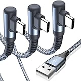 USB Type C ケーブル L字【3本セット 1m3m3m】Sweguard USB-C to USB-A ケーブル【PD& QC3.0対応 3.1A急速充電】iPhone 17 16 15 Pro Max,アイフォン15 16 17，,iPad Pro,Samsung Galaxy S25 S24 S23,Sony,Xiaomi,Huawei,Pixel 等Type C機種対応(グレー)