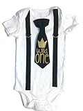 Cuddle Sleep Dream Baby Boy 1st Birthday OutfitケーキSmashボディスーツとネクタイとサスペンダー誕生日シャツ カラー: ブラック