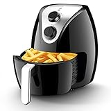 新しい空気フライヤー、1400Wハイパワー家庭用電気フライヤー、3.5L大容量フライスマシン、ブラック、レシピター入り