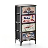 FunFun チェスト シングル ブラウン 4段 引き出し リバーシブル ヴィンテージチェスト Re：CHEST