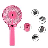 UEETEK Portable Mini 3 Gear Speed USB Handheld Battery Rechargeable Multifunctional Fan (Pink) [並行輸入
