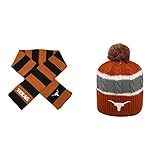 NCAAテキサスLonghorns Windyビーニー帽子とストライプラグビースカーフ2パックバンドル