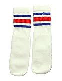 （スケーターソックス）SkaterSocks ベビー キッズ 赤ちゃん 子供 ロングソックス 10 Inch BABY-KIDS White tube socks with Royal Blue-Re