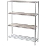 山善(YAMAZEN) ラック 組み立て品 アンティーク調 アイアン 4段 アンティークホワイト 幅88×奥行30×高さ126cm FAR-126(AIV/SWH)