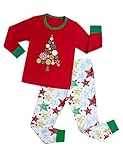 Kukuo パジャマ 子供 セットアップ 上下 2点セット Tシャツ パンツ プリント 長袖 クリスマス ウエスト ゴム 仕様 セットアップ 子供服 ベビー パジャマ 普段着 ユニセックス ルームウェ