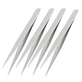 a12112200ux0189家庭用シルバートーン先のとがった先端金属ストレートピンセット（4ピース）