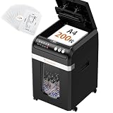 bonsaii US向けのみ のみエバーシュレッド Pro 4S16 6 シート マイクロ カット 紙 CD クレジット カード シュレッダー 60ミンテース 連続 ランニング 4 簡単 移動 キャスター付 ハイ セキュリティ P-5 ホワイト 6 シート マイクロ カット