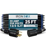NEMA L6-20 延長電源コード - 20A/250V, 12/3 AWG - アイアンボックス部品 # IBX-4803 25 ft IBX-4803-25