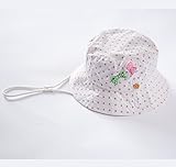 キッズ　帽子　幼児　女児　赤ちゃん　ベビー　かわいい帽子　ハット　ピンク水玉　緑とピンクのリボン　ワンポイント柄
