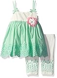 Nannette Baby Girls' Woven Dress and Capri Legging Green 12M [並行輸入品]