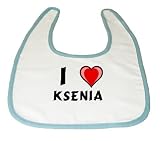 Baby Bib with I Love Ksenia (first name/surname/nickname) by Shopzeus
