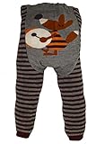 ベビー幼児・ウーリーレギンス by Dotty Fish　デザイン：グレー・ブラック　ストライプ　キツネ、男の子 24-36ヶ月