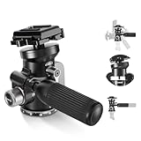 NEEWER ビデオ雲台 三脚雲台 自由雲台 パン/チルト +/-15°レベリングボウルベース/格納式ハンドル/1/4"Arca型QRプレート付き 写真用三脚雲台 パノラマ雲台 DSLRカメラ/ビデオカメラ用 ビデオ録画/vlog/生放送に適用 最大荷重5kg TH03