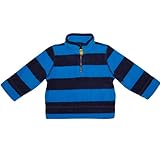 カーターズ（Carter's)【青フリースプルオーバー】男の子水色x紺ボーダー柄フリース防寒アウター 7years 6X 130cm ギフトプレゼント,ネイビー,ブルー秋冬お出かけアウター【並行輸入】