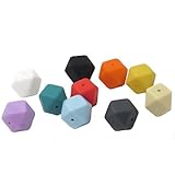 Amyster Mixed Color 20pc 17mm (0.669in) DIY Necklace Hexagon Silicone Teether Beads (Mixed color 20p