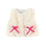 LittleSpring秋冬 かわいい 女の子 ガールズ ピンク ホワイト 蝶結び 毛皮ベスト 暖かい袖なしジャケット アウターウエア ホワイト2-18M
