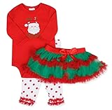 Baby Essentials Baby Girls My Firstクリスマスボディスーツ、チュチュ、レギンス、3ピースセット US サイズ: 9 Months