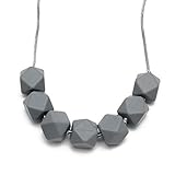 グレーchain-baby-teething-necklace-teether-cute-charm-bpa-free-beads-polygon-silicone