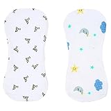 Blesiya 全8種類　汗取りパッド　 赤ちゃん　よだれパッド　吸湿速乾ガーゼ　 出産祝い - 緑の鳥と雲