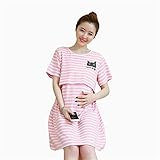 マタニティ ワンピース 産前 産後 対応 妊婦服 授乳服 春 夏 ワンピース 無地 コットン オシャレ ボーダー柄 ゆったり 授乳口付き マタニティ ポケット ピンク (4XL)