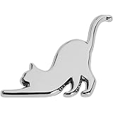 FUTWOD 車 ステッカー 猫 エンブレム ねこ ネコ かわいい 面白い 3Dステッカー 防水 耐候 キャット バッジ カーステッカー アクセサリー デカール シルバー おしゃれ 車用 バイク スーツケース 飾り キズ隠し 背伸び猫