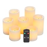 Real Wax Rustic Finish Flameless Candle Set w/Dual Timer Feature and Remote Control - Duracell Batte