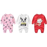 新生児 子供長袖　カバーオール　3枚セット　純綿　男の子＆女の子　可愛いプリント　0～2歳 (73cm, セット５) [並行輸入品]
