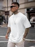 メンズカジュアル無地Tシャツクルーネック半袖Tシャツファッション服毎日快適, ホワイト, Large