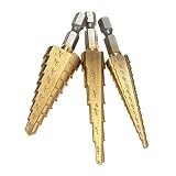Sndy チタンコーティングステップドリルビットクイックチェンジ1/4 インチ六角シャンク