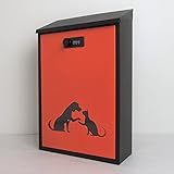 郵便ポスト郵便受けおしゃれメールボックス「犬と猫の希望」オレンジ色ポストpm481