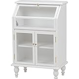 ガラスキャビネット キラキラ取っ手で可愛さ倍増 アンティーク風キャビネット