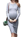 (オーセンティック) AUTHENTIC マタニティ ニット ロング丈 ワンピース 妊婦服 産前 産後 ストレッチ 長袖 妊娠 (Free, グレー)