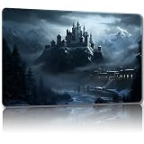 Malqiqi プレイマット MTG用 無料収納バッグ付き ゲームマット 24 x 14インチ カード用TCG ボードゲームマット マウスパッド デスクマット (オールドキャッスル-1-レギュラー)
