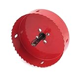 uxcell ホールソー　メタル製レッド　ツイストドリルビット　バイメタルホールソーカッター　10mmシャンク　110mm直径