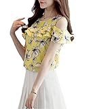 (シービリーヴ) SeBeliev オフショルダー 半袖 ブラウス 花柄 YEM プリント シフォン カジュアル シャツ トップス 夏 服 春 T 肩見せ サマー スプリング オフィス 仕事着 ピンク