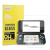 2DS XLスクリーンプロテクター 強化ガラストップ液晶 トップスクリーンとHDクリアクリスタルPETフィルム対応 ボトムスクリーン保護フィルター Nintendo 2DS XL/New 2DS XL用