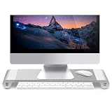 Tirczil モニター台 卓上 充電 机上台 パソコン台 USBポート付き モニタースタンド iMac ディスプレイ台 PC台 姿勢改善 キーボード収納 デスク 卓上収納 耐荷重25kg 滑り止め付き シンプルなデザイン 白