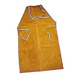 Fenteer 牛革　溶接エプロン　作業用　耐火性　快適　２色　防護服 - オレンジ