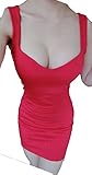 Plus Nao(プラスナオ) ミニワンピース セクシーワンピース Vネック キャミソールワンピース ノースリーブ タイトワンピース シンプル 無地 - レッド